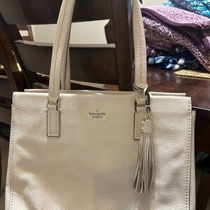 Kate Spade Cream Leather Tote Bag